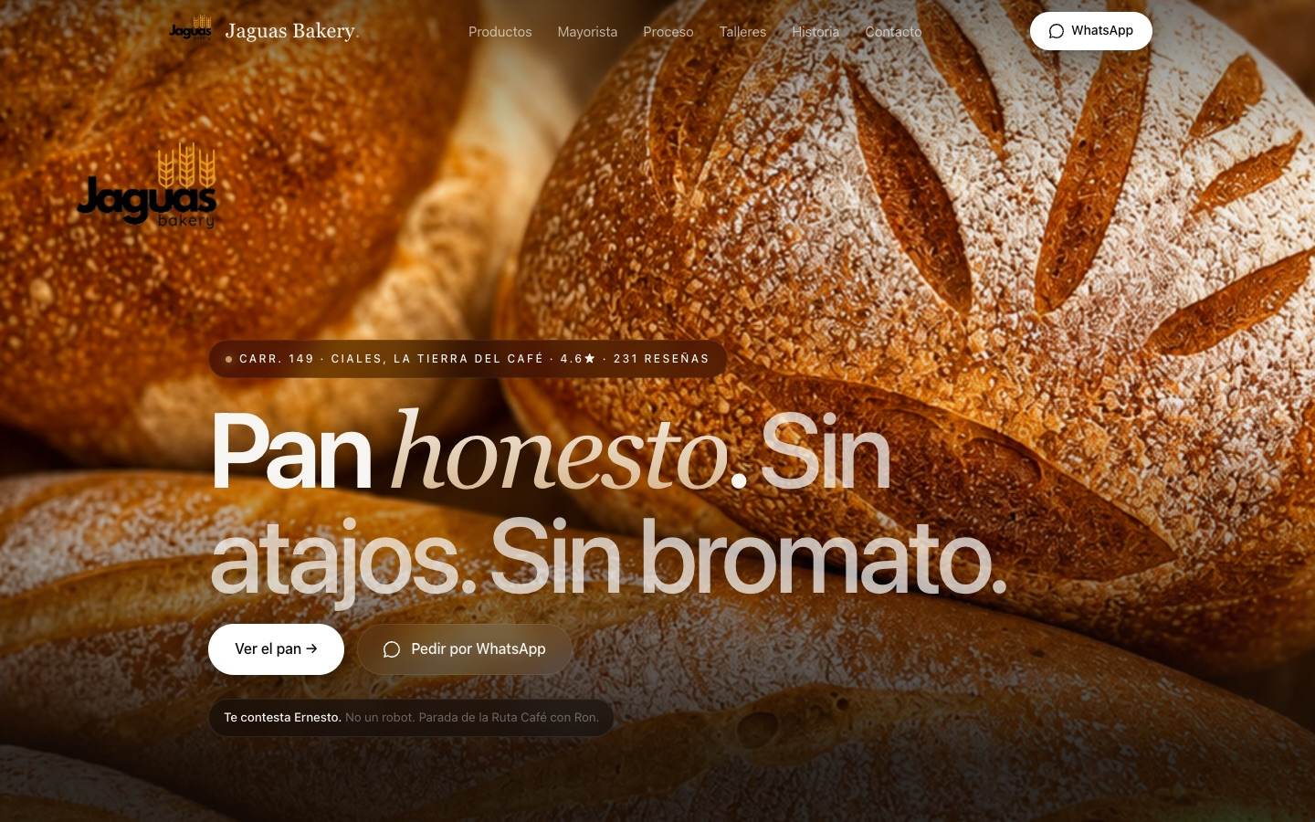 Sitio de panadería artesanal